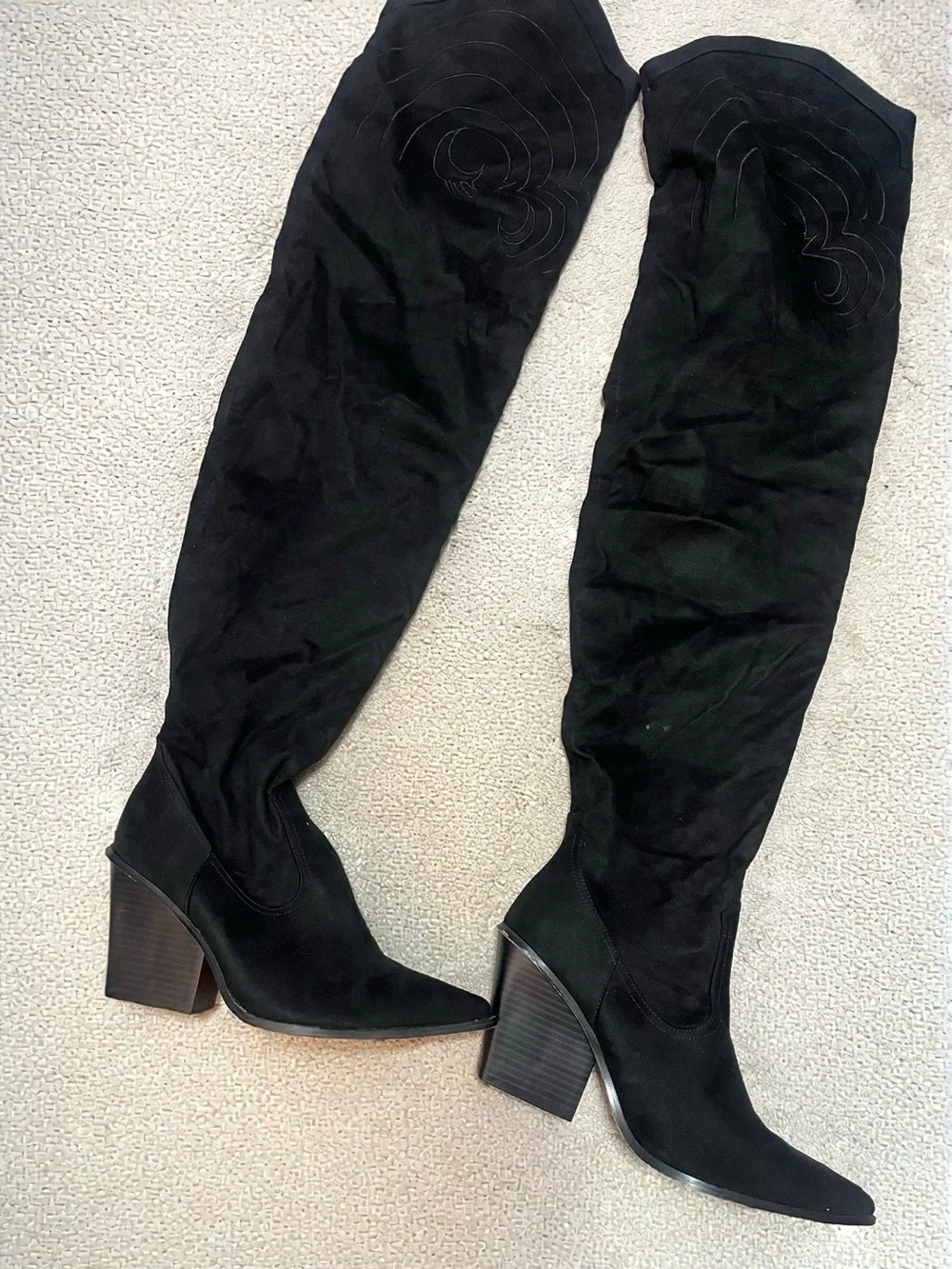 Fashion Nova Nashville Babe Black Thigh High Western Boots Size 11 NIB